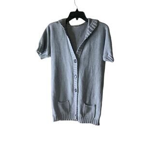 Motherhood Maternity Knitted Sweater Hoodie Large Short Sleeves Gray Cardigan